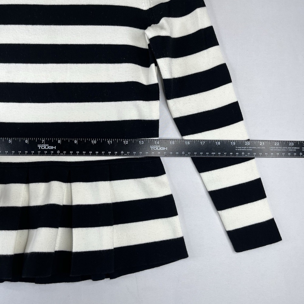Banana Republic Women Small Black White Striped Peplum Knit Sweater Long Sleeve - Picture 11 of 16